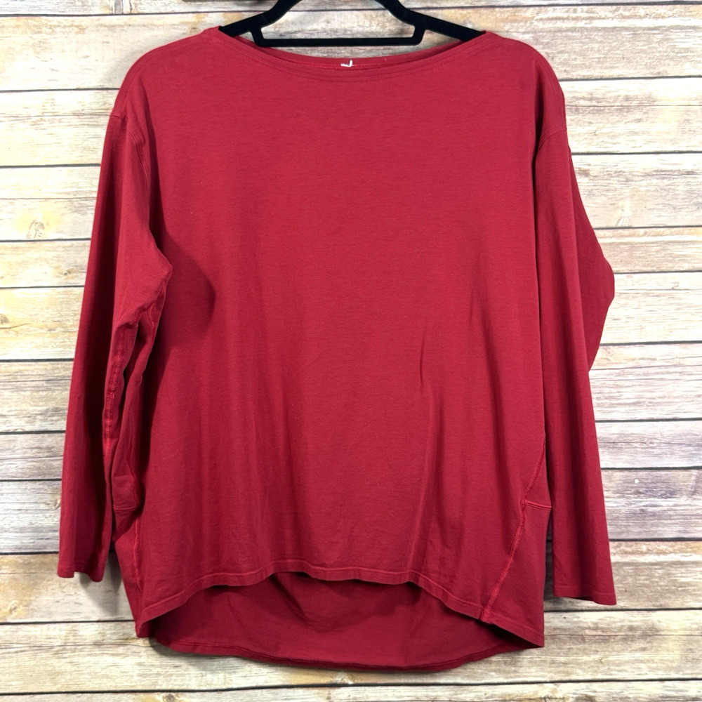 Lululemon Womens Red Long Sleeve Back In Action Oversized Relaxed Top